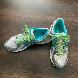 ASICS Women's Athletic Shoes - White, Blue, and Green 8.5